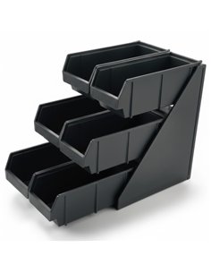 Professional 3 Tier Black Polypropylene Storage Organizer for High-Demand Commercial Kitchens, Dimensions 510x290x360mm