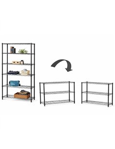 Professional 2-in-1 Convertible 6 Tier Wire Shelving Unit in Black, Ideal for Commercial Kitchens, 750x350x1800mm - Perfect for 