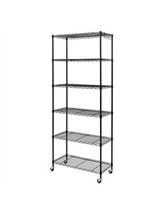 Professional 2-in-1 Convertible 6 Tier Wire Shelving Unit in Black, Ideal for Commercial Kitchens, 750x350x1800mm - Perfect for  2