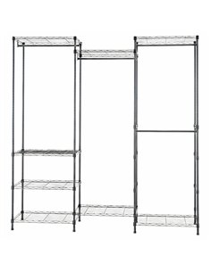 Professional Clothes Rack with Multi-Section Wire Shelving, Ideal for Commercial Kitchens, Black, Dimensions 1740x400x1800mm 2