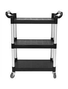 Professional 3-Tier Utility Trolley in Black Polypropylene for High-Demand Kitchens, 1010x500x980mm 2