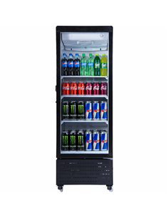 Commercial Upright Display Refrigerator 217 Litres Single Glass Door 3 Shelves Ventilated Cooling 615x580x1633mm | Professional 