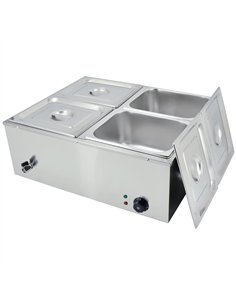 Commercial Stainless Steel Bain Marie with 4 × 1/2 GN Pans and Lids 710×568×280mm | Professional CS25M1222