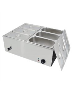 Commercial Stainless Steel Bain Marie with 6 × 1/3 GN Pans and Lids 710×568×280mm | Professional CS25M1323