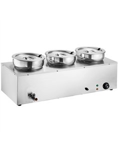 Commercial 21L Stainless Steel 3 Pot Bain Marie Soup &amp Sauce Warmer 865×320×375mm | Professional CS25M837