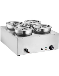 Commercial 28L Stainless Steel 4 Pot Bain Marie Soup &amp Sauce Warmer 580×595×375mm | Professional CS25M847