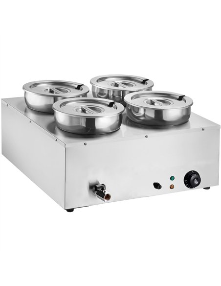 Commercial 28L Stainless Steel 4 Pot Bain Marie Soup &amp Sauce Warmer 580×595×375mm | Professional CS25M847