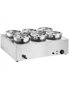 Commercial 42L Stainless Steel 6 Pot Bain Marie Soup &amp Sauce Warmer 865×580×375mm | Professional CS25M867