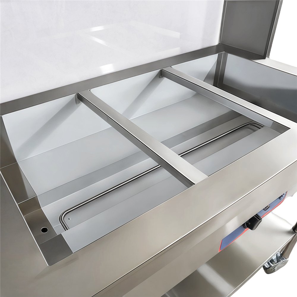 Mobile Bain Marie Food Warmer Table with Overshelf 3×GN1/1 Stainless Steel 1150×680×1350mm | Professional CS25PFD12070
