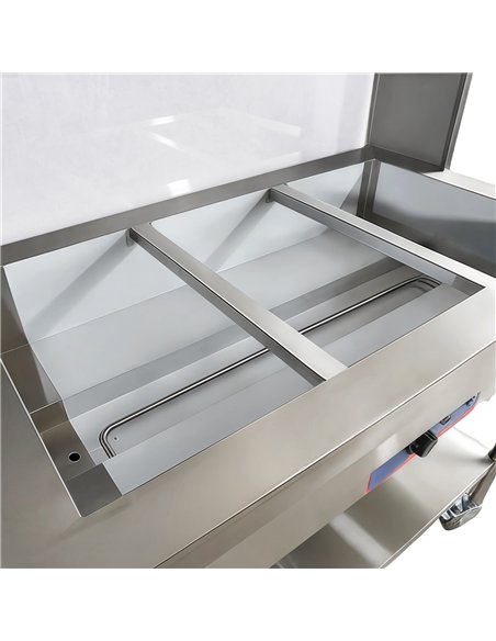 Mobile Bain Marie Food Warmer Table with Overshelf 3×GN1/1 Stainless Steel 1150×680×1350mm | Professional CS25PFD12070