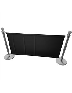 Commercial Queue Barrier Set with 2 Silver Ball Top Posts and Black Canvas Panel | Professional CS25BBP02ACB 2