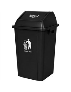 Commercial Push Lid Waste Bin 120L Black Polypropylene 560 x 475 x 890mm | Professional CS25XDL120B6BLACK