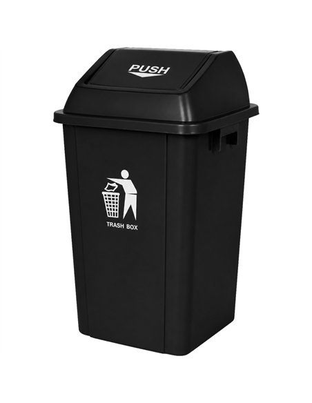 Commercial Push Lid Waste Bin 120L Black Polypropylene 560 x 475 x 890mm | Professional CS25XDL120B6BLACK