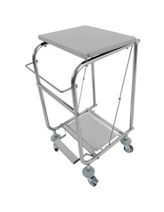 Commercial Stainless Steel Waste Bag Holder Trolley with Lid 580×470×960mm | Professional CS25STBH03