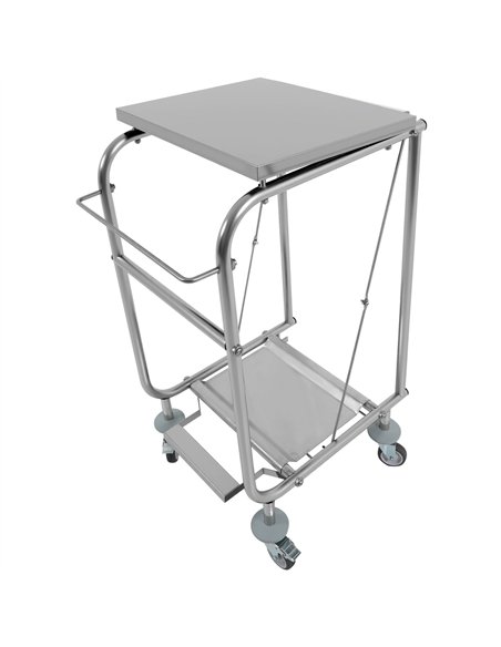 Commercial Stainless Steel Waste Bag Holder Trolley with Lid 580×470×960mm | Professional CS25STBH03