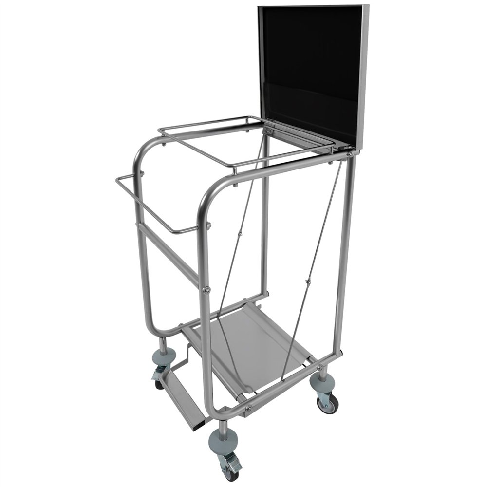 Commercial Stainless Steel Waste Bag Holder Trolley with Lid 580×470×960mm | Professional CS25STBH03