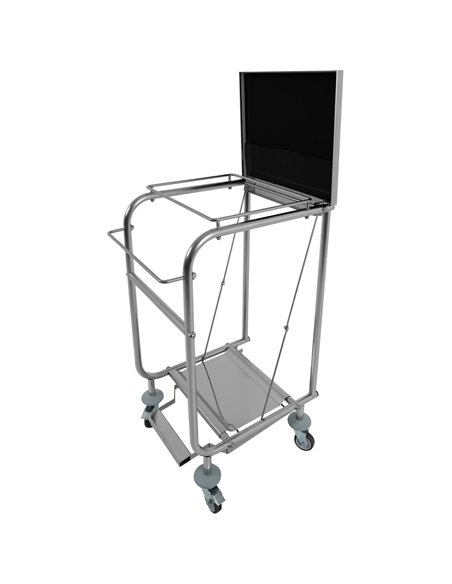 Commercial Stainless Steel Waste Bag Holder Trolley with Lid 580×470×960mm | Professional CS25STBH03