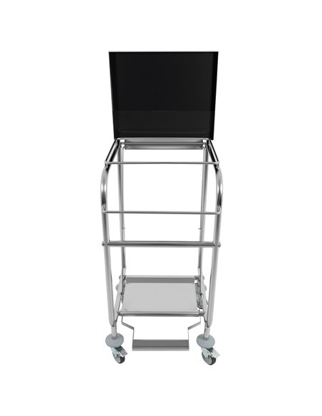 Commercial Stainless Steel Waste Bag Holder Trolley with Lid 580×470×960mm | Professional CS25STBH03