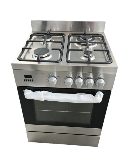 Professional 4 Burner Stainless Steel Gas Range with Oven 600×600×850mm for Commercial Kitchens