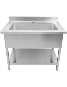 Professional Stainless Steel Deluxe Pot Sink with Backsplash, 1500×600×900+100mm - Ideal for Busy Commercial Kitchens