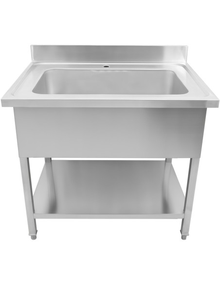 Professional Stainless Steel Deluxe Pot Sink with Backsplash, 800×700×900+100mm - Perfect for High-Demand Commercial Kitchens