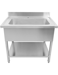 Professional Stainless Steel Deluxe Pot Sink with Backsplash, Ideal for High-Volume Service Kitchens, Dimensions 800x600x