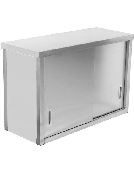 Professional Stainless Steel Wall Cabinet with Sliding Door 2000x400x800mm for Commercial Kitchens