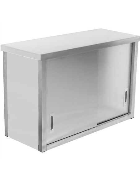 Professional Stainless Steel Wall Cabinet with Sliding Door 1600x400x800mm for Commercial Kitchens