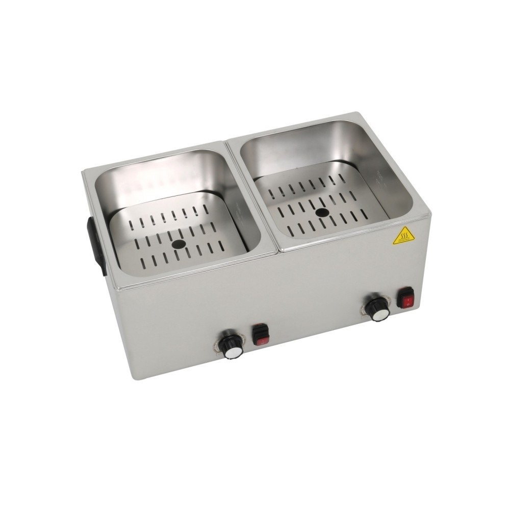 Professional Hot Dog / Sausage Warmer with Hinged Covers, 2 x 8 Litres - Ideal for Commercial Kitchens