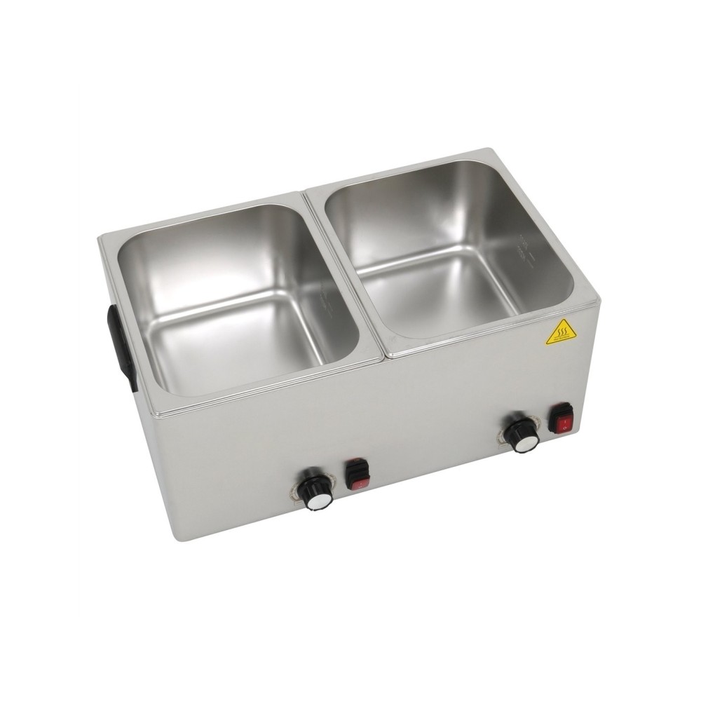 Professional Hot Dog / Sausage Warmer with Hinged Covers, 2 x 8 Litres - Ideal for Commercial Kitchens