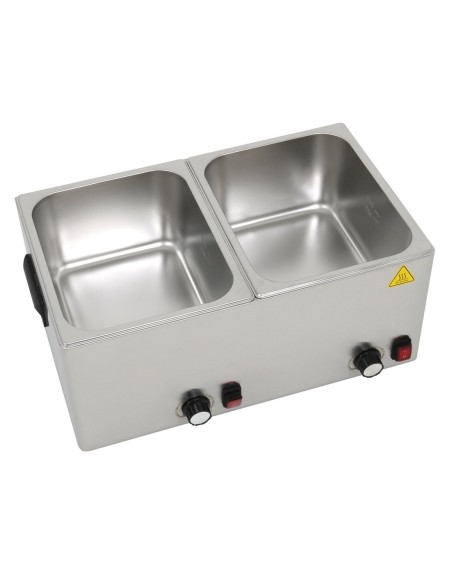 Professional Hot Dog / Sausage Warmer with Hinged Covers, 2 x 8 Litres - Ideal for Commercial Kitchens