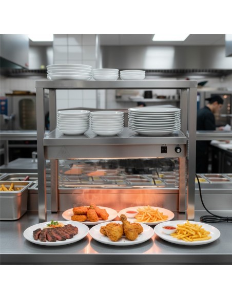 Professional Double Tier Heated Gantry with Heat Bridge 900×335×700mm for Commercial Kitchens
