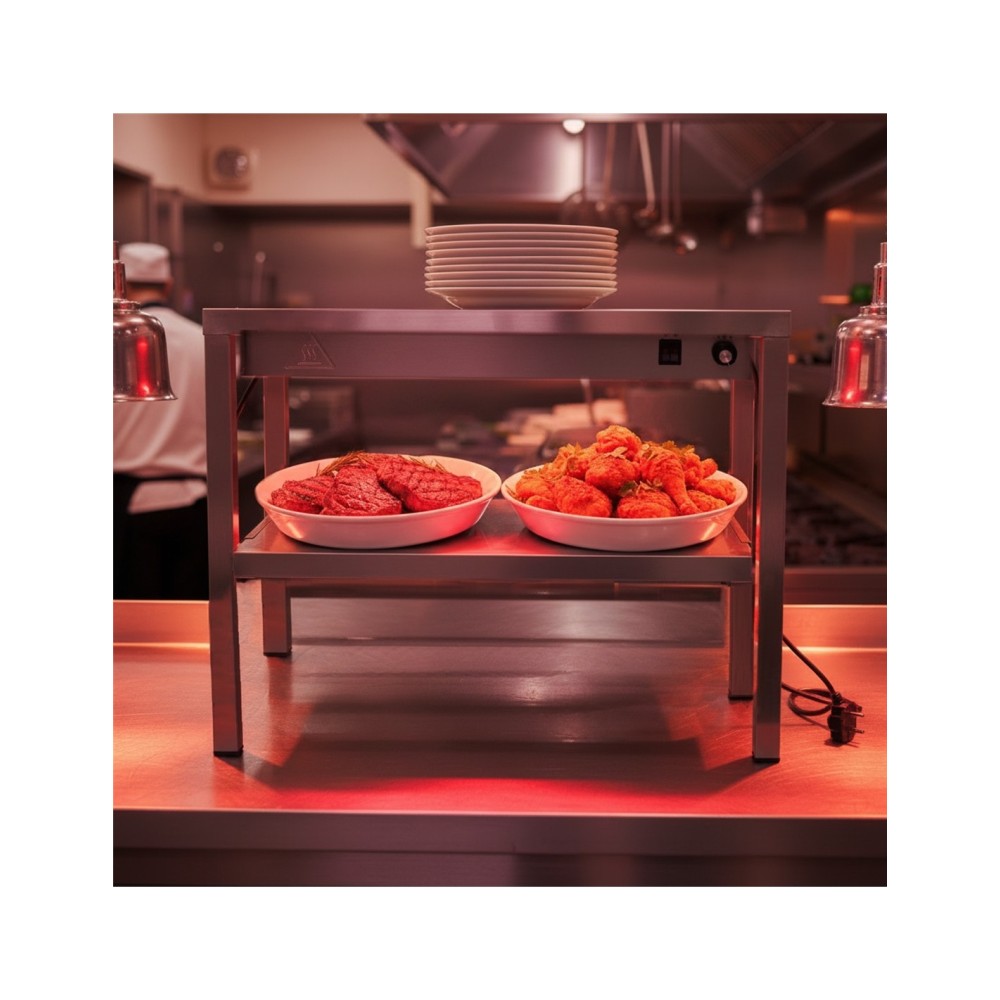 Professional Double Tier Heated Gantry with Heat Bridge 900×335×700mm for Commercial Kitchens