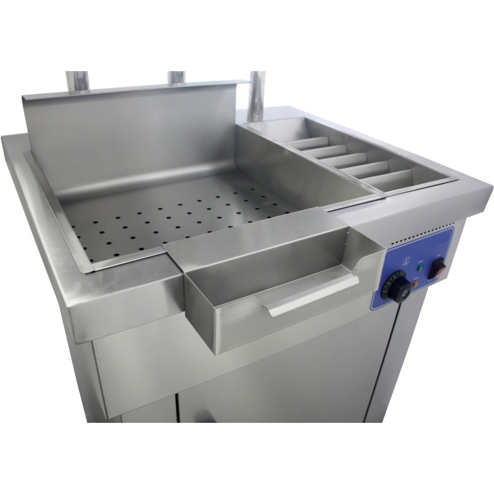 Professional Stainless Steel Floor Standing Food & Chip Scuttle Warmer with Explosion-Proof Heat Lamp for Commercial Kitchens, 7