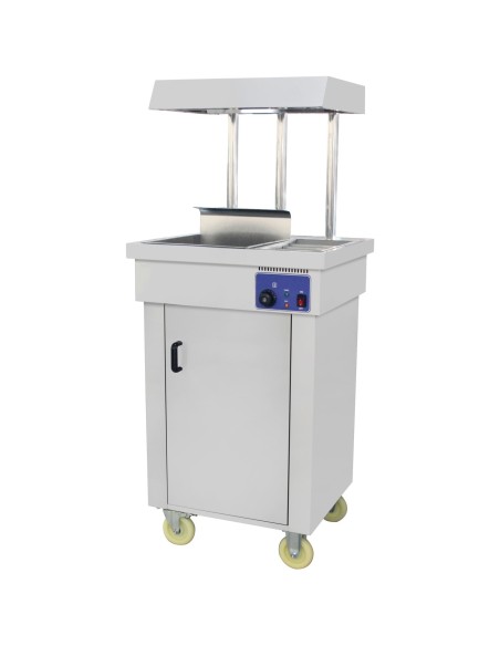 Professional Stainless Steel Floor Standing Food & Chip Scuttle Warmer with Explosion-Proof Heat Lamp for Commercial Kitchens, 7