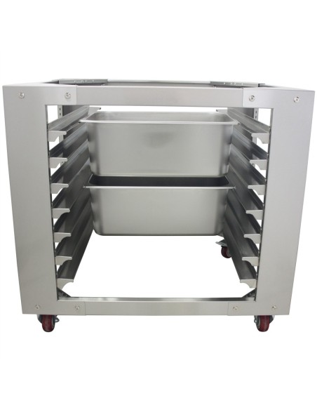 Professional Stainless Steel 7-Layer Mobile Combi/Convection Oven Base with GN Pan Rack for Commercial Kitchens, Fits GN 1/1 Pan