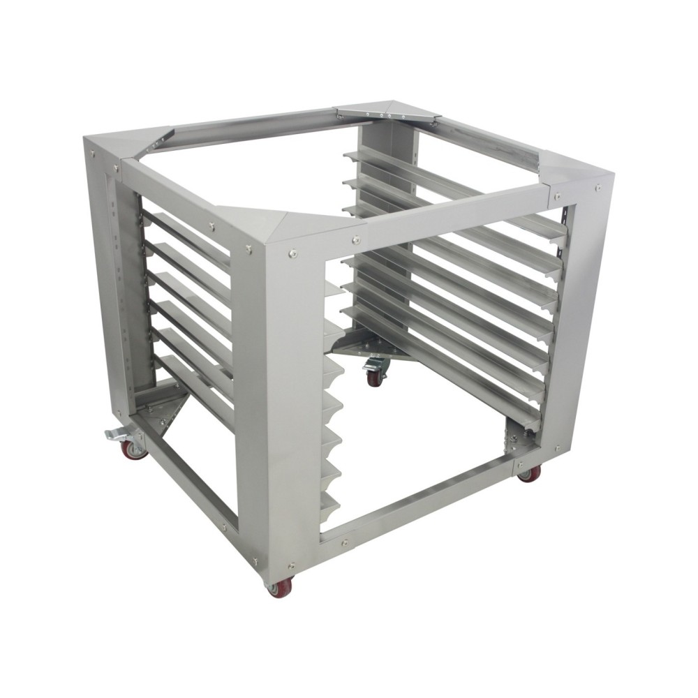 Professional Stainless Steel Combi/Convection Oven Base with 7-Layer GN Pan Rack, Mobile with Wheels, Fits 400x600mm Pans - Idea