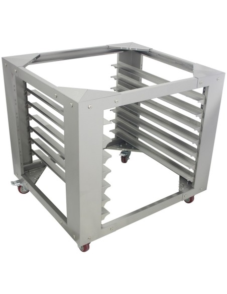 Professional Stainless Steel Combi/Convection Oven Base with 7-Layer GN Pan Rack, Mobile with Wheels, Fits 400x600mm Pans - Idea