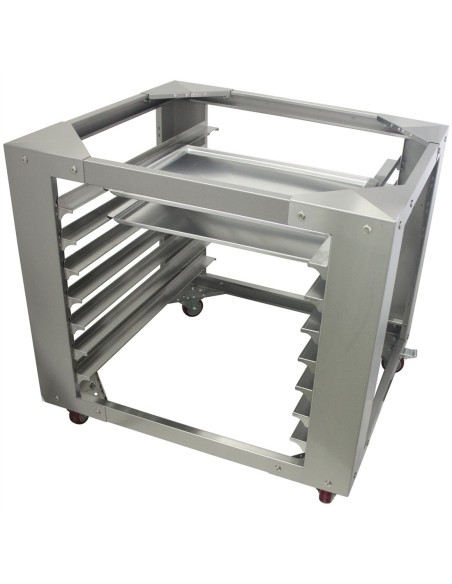 Professional Stainless Steel Combi/Convection Oven Base with 7-Layer GN Pan Rack, Mobile with Wheels, Fits 400x600mm Pans - Idea