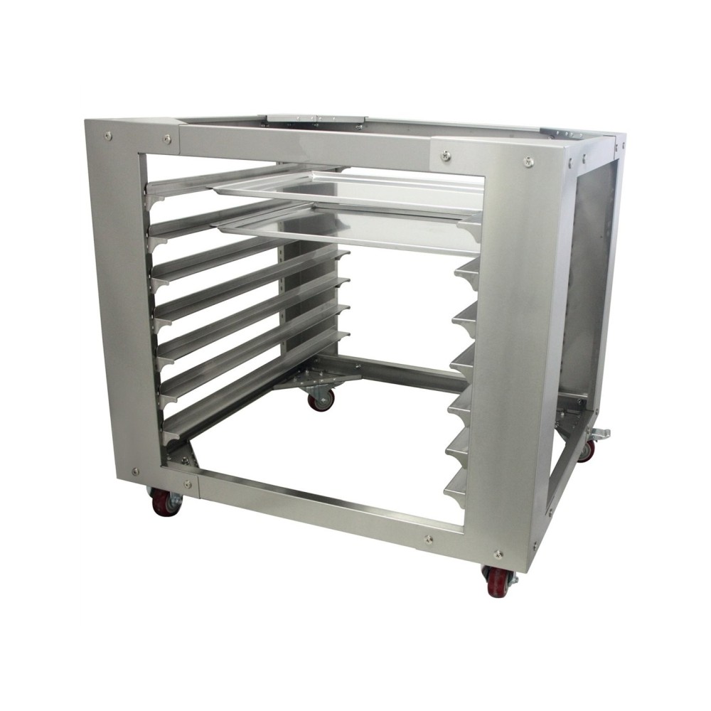 Professional Stainless Steel Combi/Convection Oven Base with 7-Layer GN Pan Rack, Mobile with Wheels, Fits 400x600mm Pans - Idea