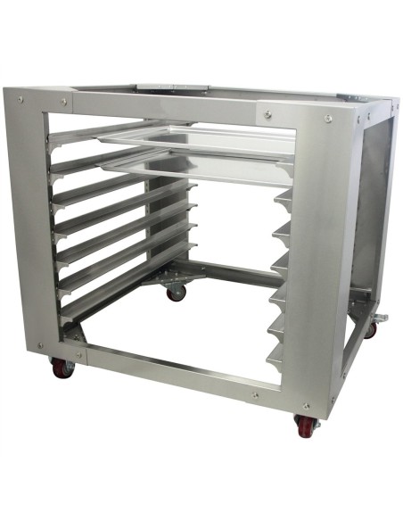 Professional Stainless Steel Combi/Convection Oven Base with 7-Layer GN Pan Rack, Mobile with Wheels, Fits 400x600mm Pans - Idea