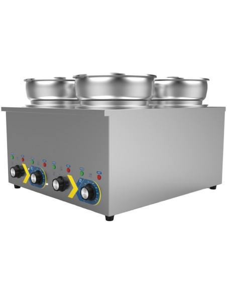 Professional Commercial Electric Bain Marie Countertop Food Warmer with 4 x 6.5L Pots, Ideal for Busy Kitchens, 525x583x365mm Si