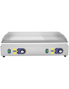 Professional Electric Countertop Griddle with 1/3 Ribbed Chrome Plate, 720×477×232mm - Ideal for Commercial Kitchens