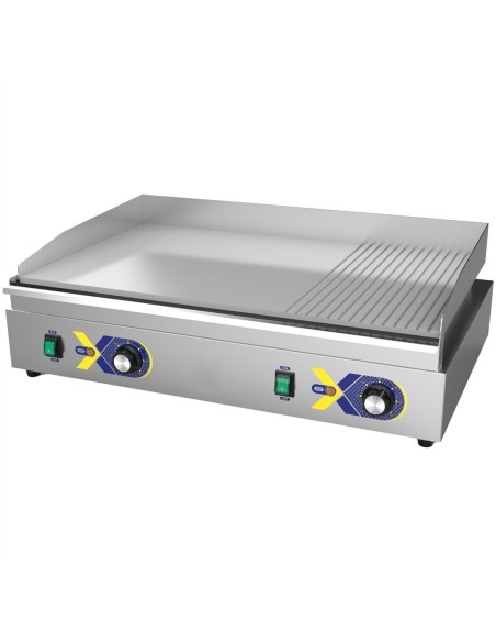 Professional Electric Countertop Griddle with 1/3 Ribbed Chrome Plate, 720×477×232mm - Ideal for Commercial Kitchens