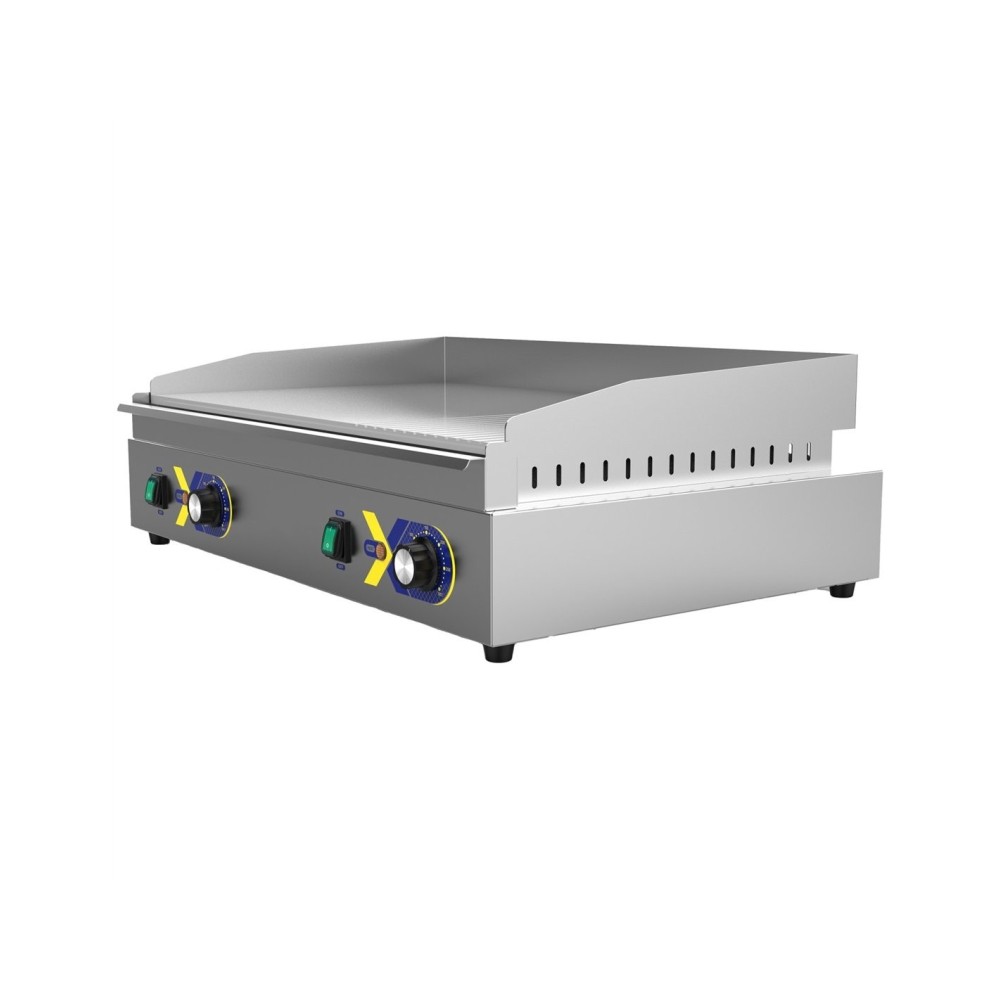 Professional Electric Countertop Griddle with 1/3 Ribbed Chrome Plate, 720×477×232mm - Ideal for Commercial Kitchens
