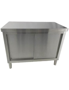 Professional Stainless Steel Sliding Door Work Table Cabinet for Commercial Kitchens, Size 800x700x850mm