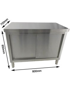 Professional Stainless Steel Sliding Door Work Table Cabinet for Commercial Kitchens, Size 800x700x850mm 2