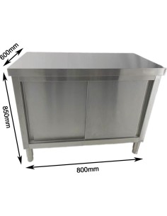 Professional Stainless Steel Sliding Door Work Table Cabinet for Commercial Kitchens, 800x600x850mm 2