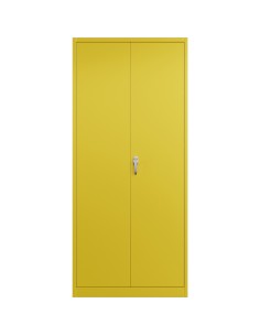 Professional Heavy Duty Steel Upright Storage Cabinet with Double Locking Doors, Yellow - Ideal for Commercial Kitchens