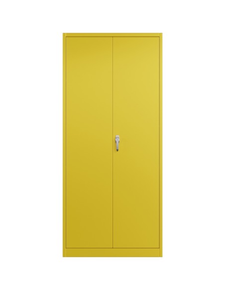 Professional Heavy Duty Steel Upright Storage Cabinet with Double Locking Doors, Yellow - Ideal for Commercial Kitchens
